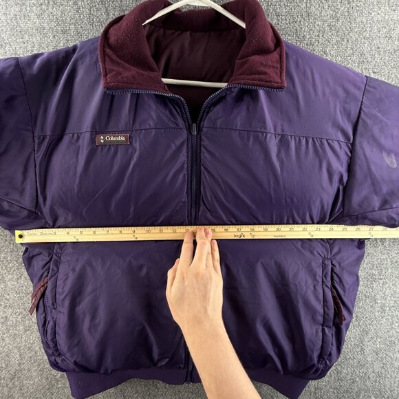 VTG Columbia Down Jacket Men Purple Red Reversible XL Insulated Pockets Outdoor - Picture 11 of 16